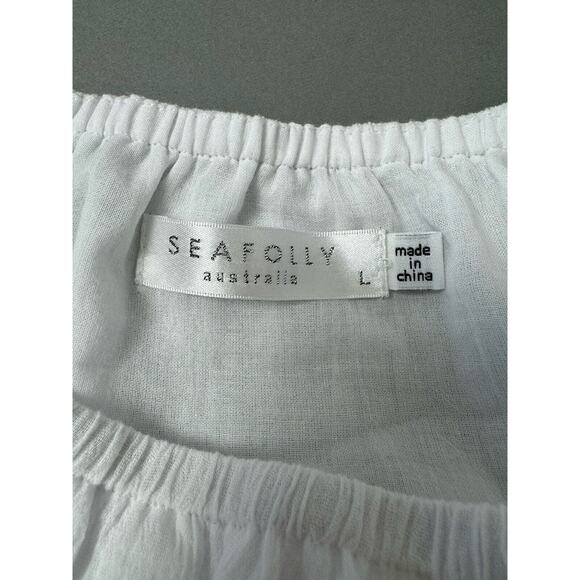 Seafolly Crinkle Playsuit in White Women’s Large Gauze Strapless Elastic Waist - Picture 13 of 14